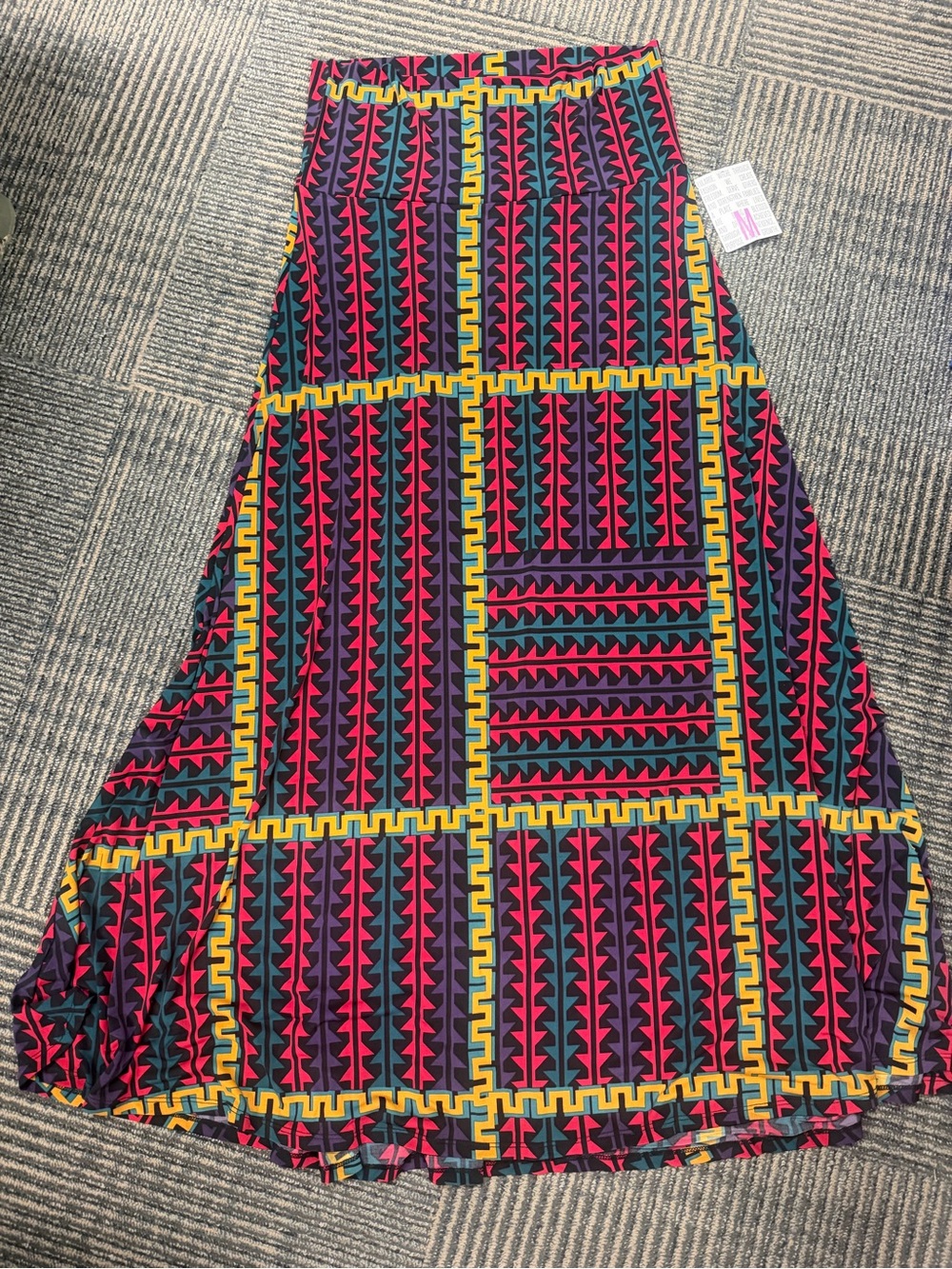 NWT LuLaRoe Maxi Skirt - Pink, Teal Geometric Print Sz M